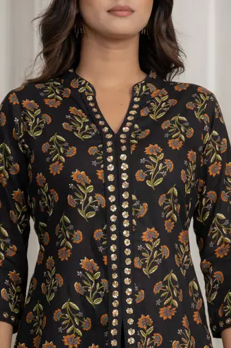 Black embroidered short kurti