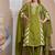 Beautiful jaipuri a green lehriya printed indian kurta set with a matching dupatta and pants