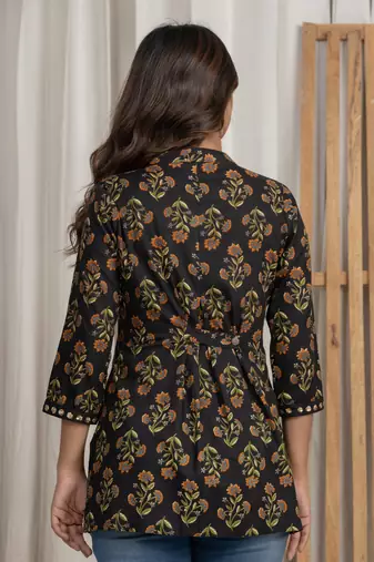 Black embroidered short kurti