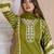 Beautiful jaipuri a green lehriya printed indian kurta set with a matching dupatta and pants