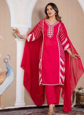 Beautiful jaipuri a pink lehriya printed indian kurta set with a matching dupatta and pants 3