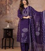 Beautiful jaipuri a purple-colored women's ethnic wear kurta set with a geometric print