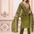 Beautiful jaipuri a mahendi green -colored women's ethnic wear kurta set with a geometric print
