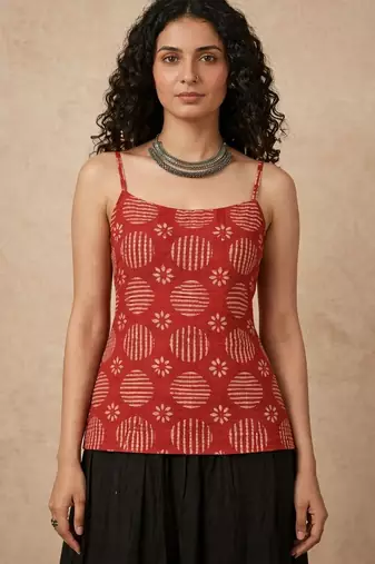 Red cotton corset kurti