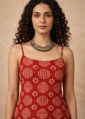 Red cotton corset kurti 2