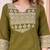 Beautiful jaipuri a mahendi green -colored women's ethnic wear kurta set with a geometric print