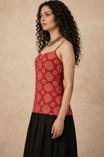 Red cotton corset kurti