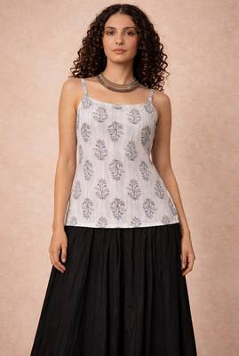 Grey cotton corset kurti 4
