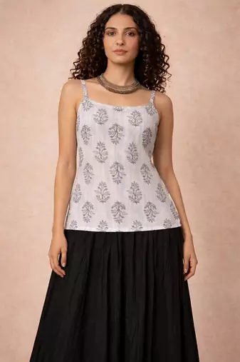 Grey cotton corset kurti