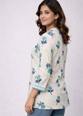 Off white cotton printed kurti 2