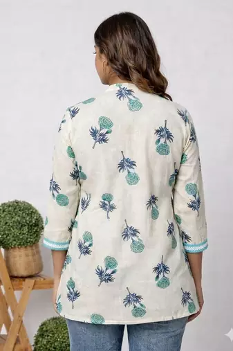 Off white cotton printed kurti