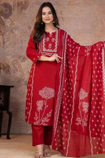 Beautiful jaipuri a mustard-colored women's ethnic wear kurta set with a geometric print