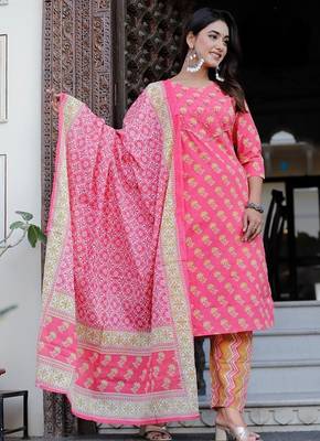 Beautiful jaipuri block-printed ethnic wear women's kurta set 1
