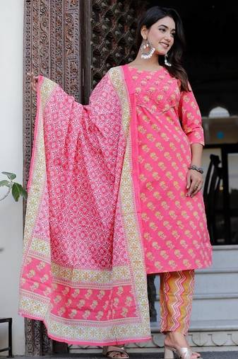 Beautiful jaipuri block-printed ethnic wear women's kurta set
