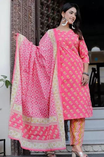 Beautiful jaipuri block-printed ethnic wear women's kurta set