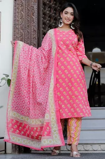 Beautiful jaipuri block-printed ethnic wear women's kurta set