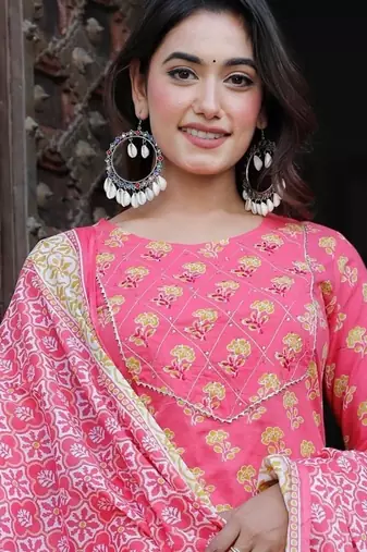 Beautiful jaipuri block-printed ethnic wear women's kurta set