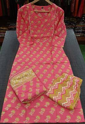 Beautiful jaipuri block-printed ethnic wear women's kurta set 5