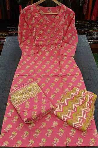 Beautiful jaipuri block-printed ethnic wear women's kurta set