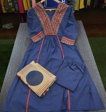 Beautiful jaipuri blue kurta set with a printed dupatta, a popular style of indian ethnic wear 5