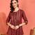  women   s rayon staple gold print a-line short kurti (wine)