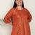  women's rayon staple plus size zig-zag print a-line short kurti (orange)