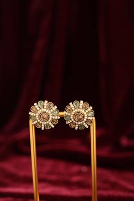 Floral pearl statement stud earrings 2