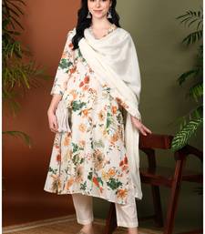 Yash gallery women's cotton cambric floral print straight kurta with pant and duptta (multi)