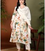 Yash gallery women's cotton cambric floral print straight kurta with pant and duptta (multi)