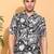  men's polyester floral printed regular shirt (black)