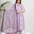  women's cotton calf length 3/4th sleeve v-neck floral printed anarkali kurta with printed pant & dupatta