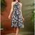 Yash gallery women   s black leaf print dress wrinkle free fabric halter neck back elastic fit (black)
