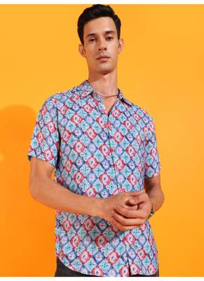  men's polyester geomatrical printed regular shirt (multi) 1