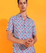  men's polyester geomatrical printed regular shirt (multi)