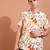 men's cotton floral printed short sleeve regular shirt