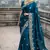 Blue Color Dori embroidery work satin Saree 