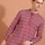 cotton geometrical printed nehru collar full sleeves short kurta (maroon)