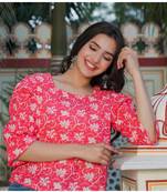 Yash gallery women's floral printed regular top (pink)