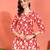Yash gallery women's cotton floral printed 3/4th sleeve v-neck mid thigh length lace work peplum style short kurti