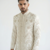 off white raw silk sequin beadwork indo western sherwani