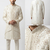 off white raw silk sequin beadwork indo western sherwani