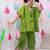 Pure cotton lehriya kaftan & plazao set for girls  green