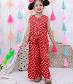 Pure cotton badhni crop top  with plazao set for girls  red