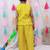 Pure cotton badhni crop top  with plazao set for girls  yellow