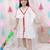 Kaftan style dress with hairband for girls  white