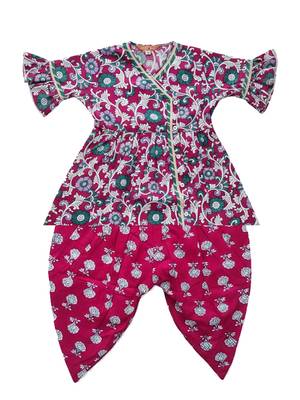 Indowestern angarakha kurti with dhoti  for infant girls  red 2