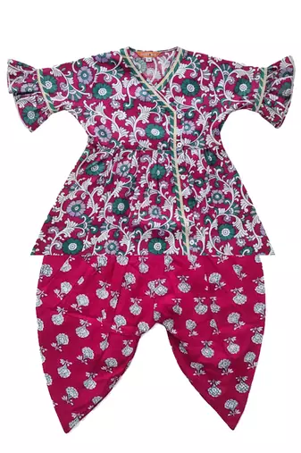 Indowestern angarakha kurti with dhoti  for infant girls  red