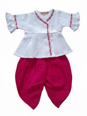 Indowestern angarakha kurti with dhoti  for infant girls  white 2