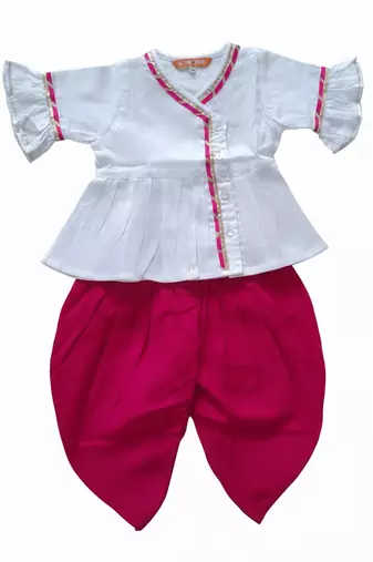 Indowestern angarakha kurti with dhoti  for infant girls  white