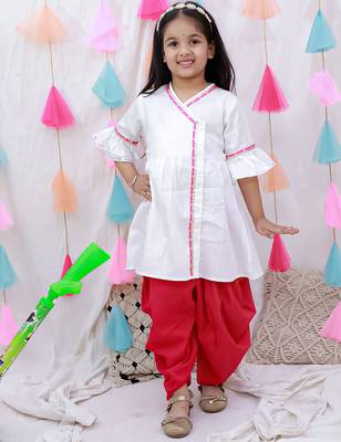 Indowestern angarakha kurti with dhoti  for girls  white 1